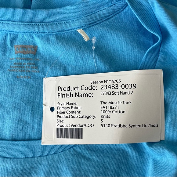 LEVI’S NWT WOMEN’S THE MUSCLE TANK BLUE TANK TOP SMALL - Picture 5 of 6